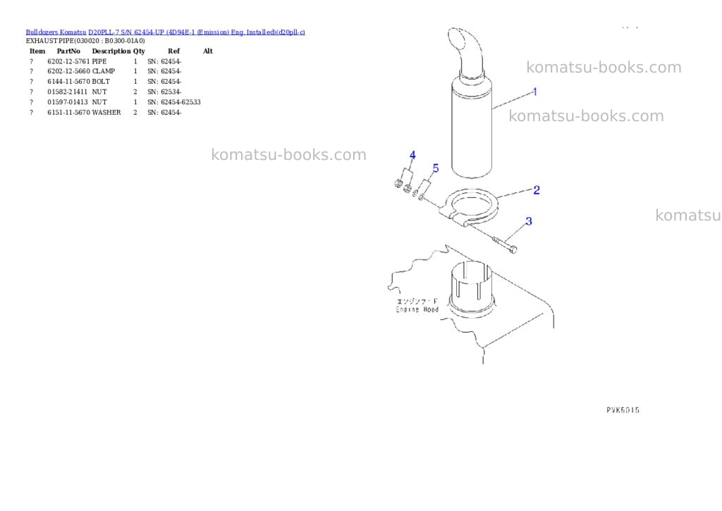 Komatsu D20PLL-7 S/N 62454-UP (4D94E-1 (Emission) Eng. Installed) Parts catalog cover