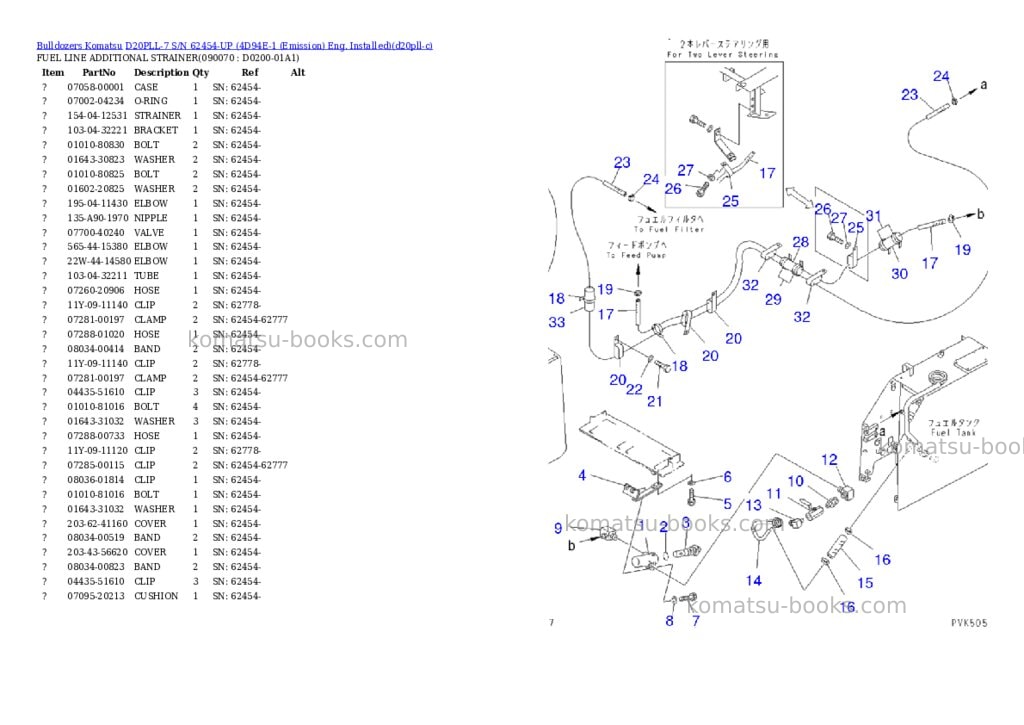 Komatsu D20PLL-7 S/N 62454-UP (4D94E-1 (Emission) Eng. Installed) Parts catalog cover Page 10