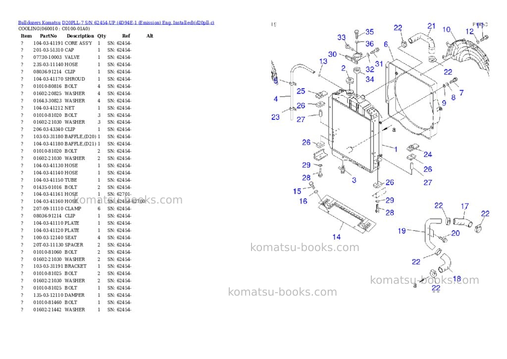 Komatsu D20PLL-7 S/N 62454-UP (4D94E-1 (Emission) Eng. Installed) Parts catalog cover Page 2