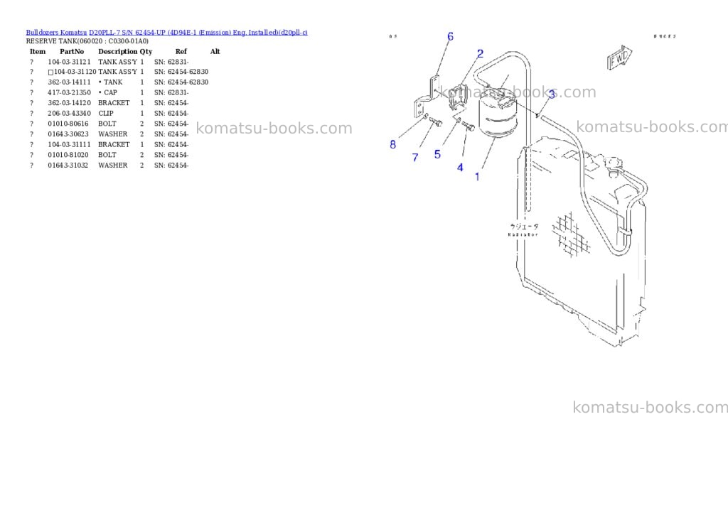 Komatsu D20PLL-7 S/N 62454-UP (4D94E-1 (Emission) Eng. Installed) Parts catalog cover Page 3