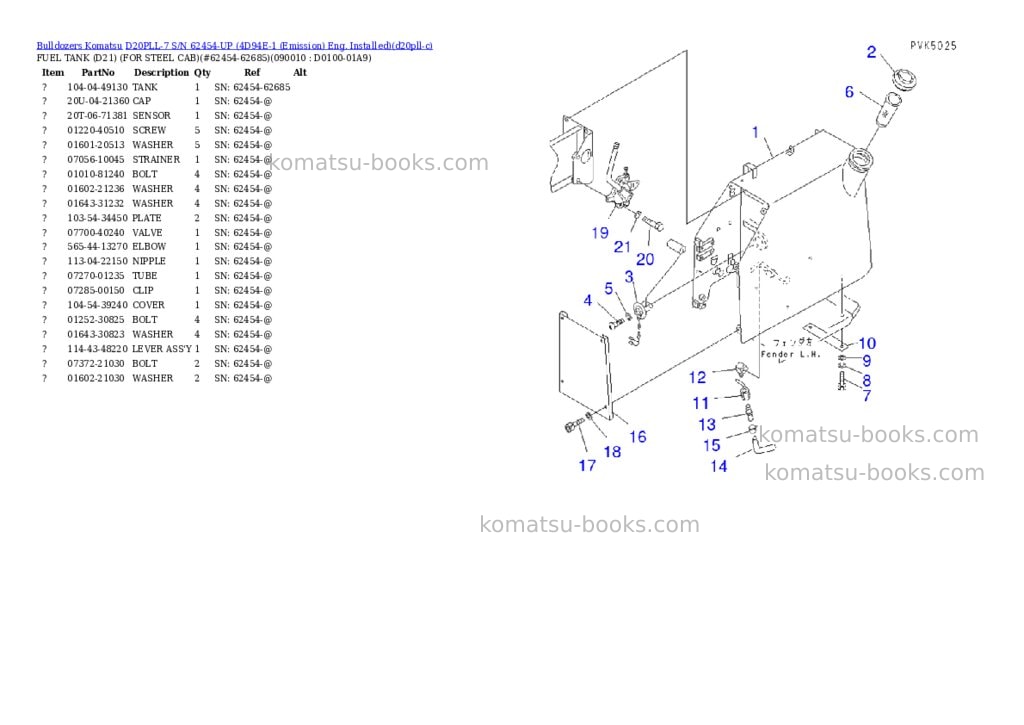 Komatsu D20PLL-7 S/N 62454-UP (4D94E-1 (Emission) Eng. Installed) Parts catalog cover Page 4