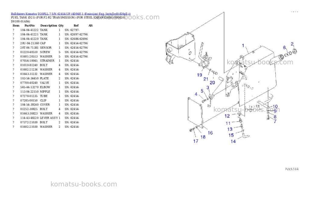 Komatsu D20PLL-7 S/N 62454-UP (4D94E-1 (Emission) Eng. Installed) Parts catalog cover Page 5