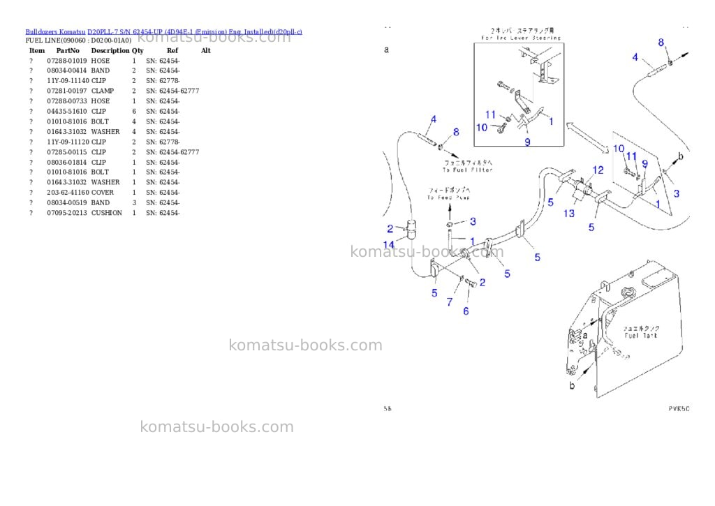 Komatsu D20PLL-7 S/N 62454-UP (4D94E-1 (Emission) Eng. Installed) Parts catalog cover Page 9