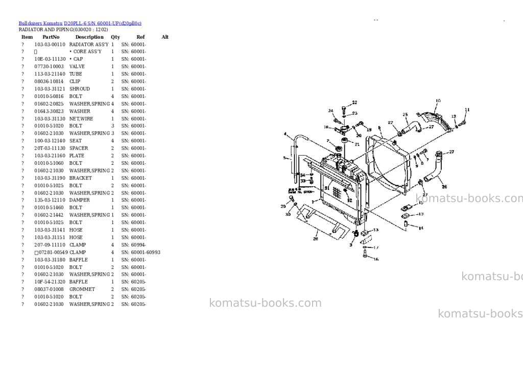Komatsu d20pll-6 s/n 60001-up Parts catalog cover Komatsu d20pll-6 s/n 60001-up Parts catalog cover