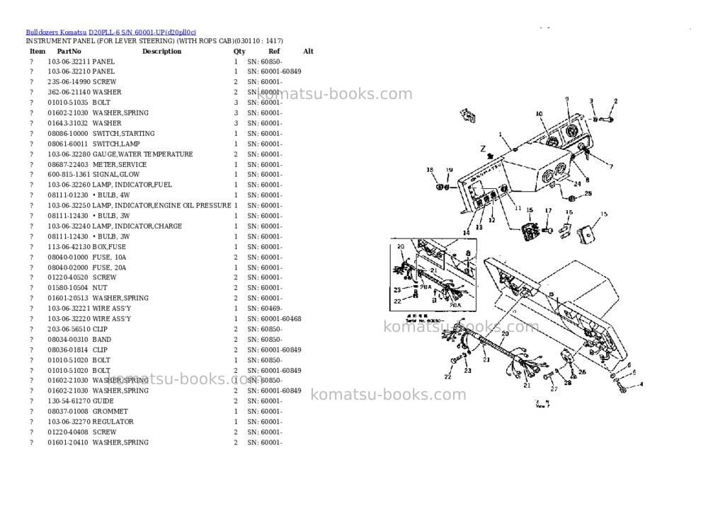 Komatsu d20pll-6 s/n 60001-up Parts catalog cover Page 10 Komatsu d20pll-6 s/n 60001-up Parts catalog cover Page 10