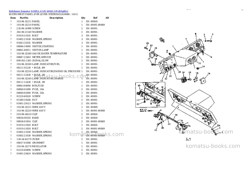 Komatsu d20pll-6 s/n 60001-up Parts catalog cover Page 7 Komatsu d20pll-6 s/n 60001-up Parts catalog cover Page 7