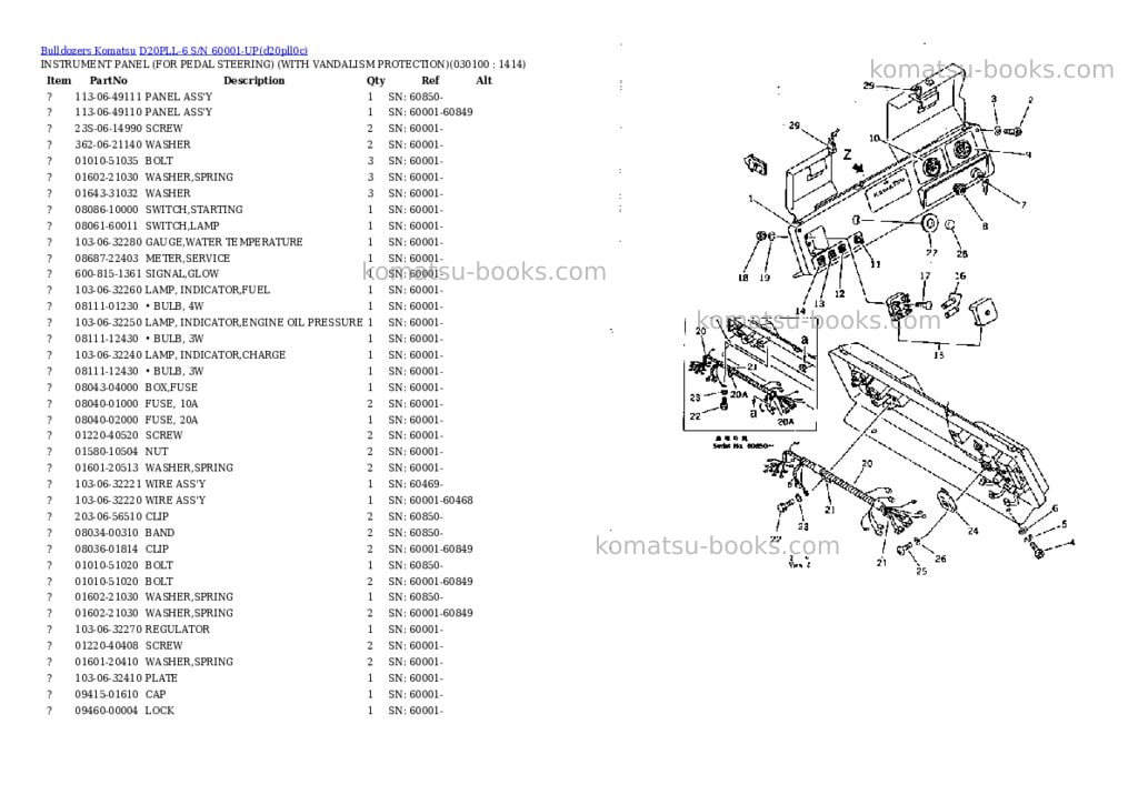 Komatsu d20pll-6 s/n 60001-up Parts catalog cover Page 9 Komatsu d20pll-6 s/n 60001-up Parts catalog cover Page 9