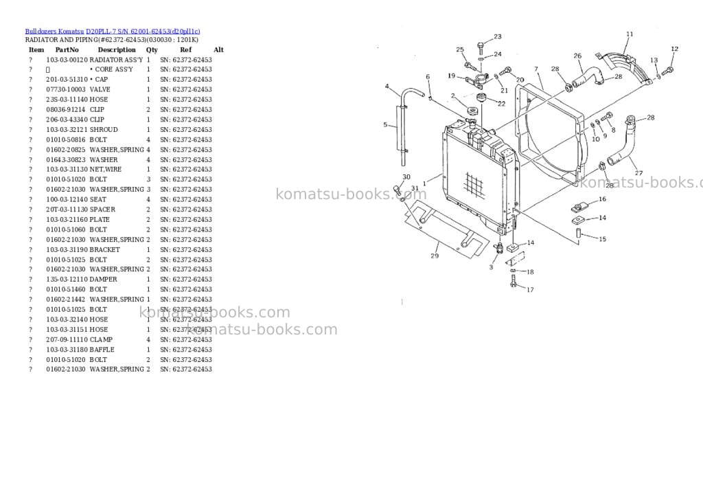 Komatsu D20PLL-7 S/N 62001-62453 Parts catalog cover Page 2