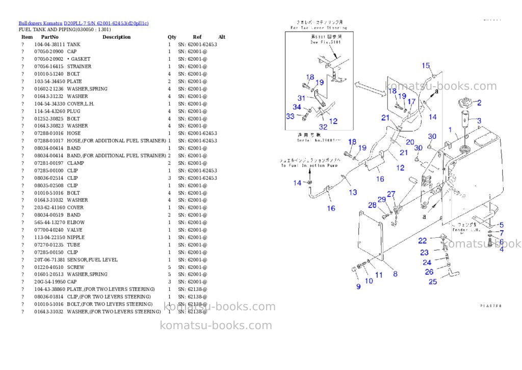 Komatsu D20PLL-7 S/N 62001-62453 Parts catalog cover Page 4