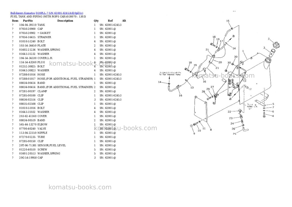 Komatsu D20PLL-7 S/N 62001-62453 Parts catalog cover Page 6