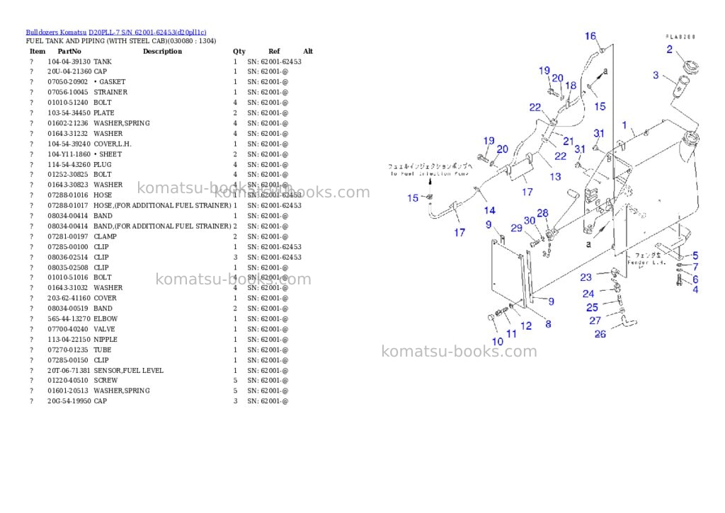 Komatsu D20PLL-7 S/N 62001-62453 Parts catalog cover Page 7