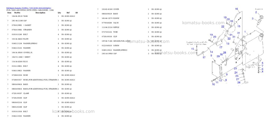 Komatsu d20pll-7 s/n 62001-62453 Parts catalog cover Page 7 Komatsu d20pll-7 s/n 62001-62453 Parts catalog cover Page 7