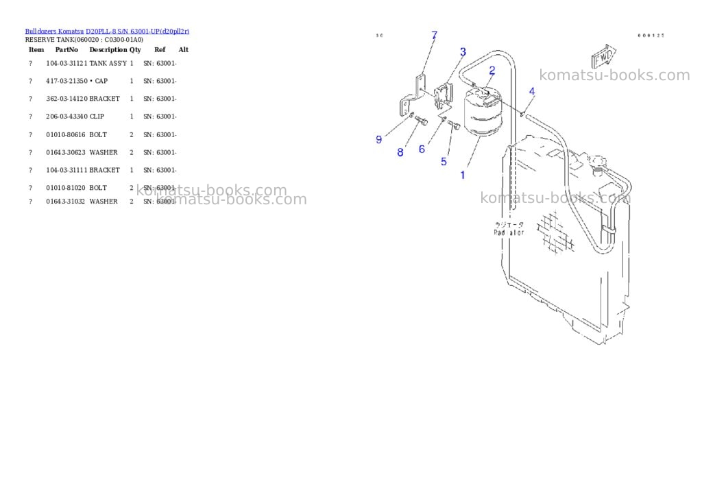 Komatsu d20pll-8 s/n 63001-up Parts catalog cover Page 6