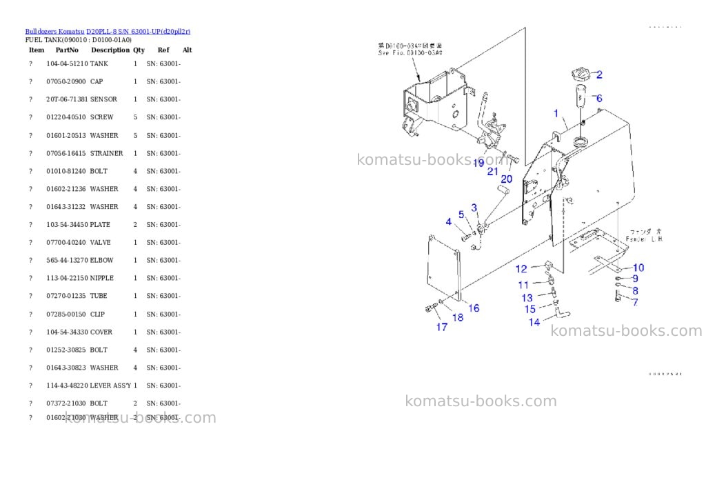 Komatsu d20pll-8 s/n 63001-up Parts catalog cover Page 7