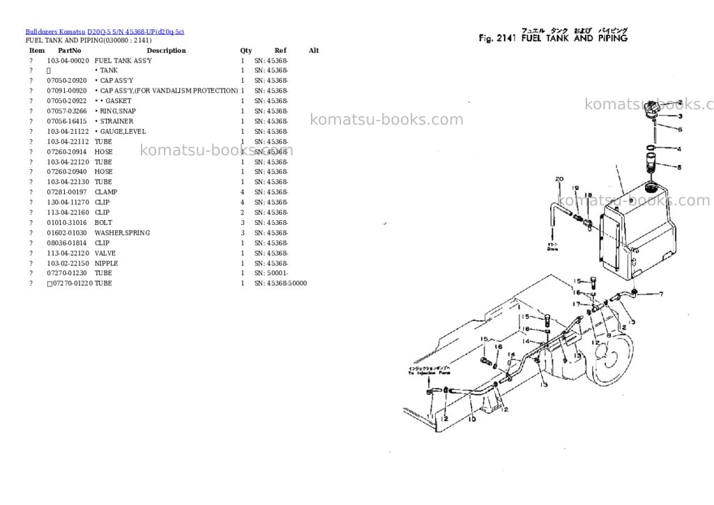 Komatsu d20q-5 s/n 45368-up Parts catalog cover Page 7 Komatsu d20q-5 s/n 45368-up Parts catalog cover Page 7