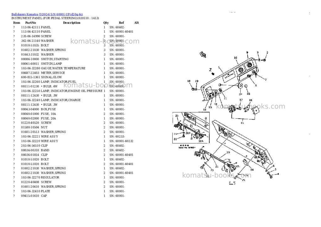 Komatsu D20Q-6 S/N 60001-UP Parts catalog cover Page 10