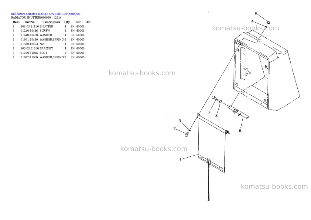 Komatsu D20Q-6 S/N 60001-UP Parts catalog cover Page 2
