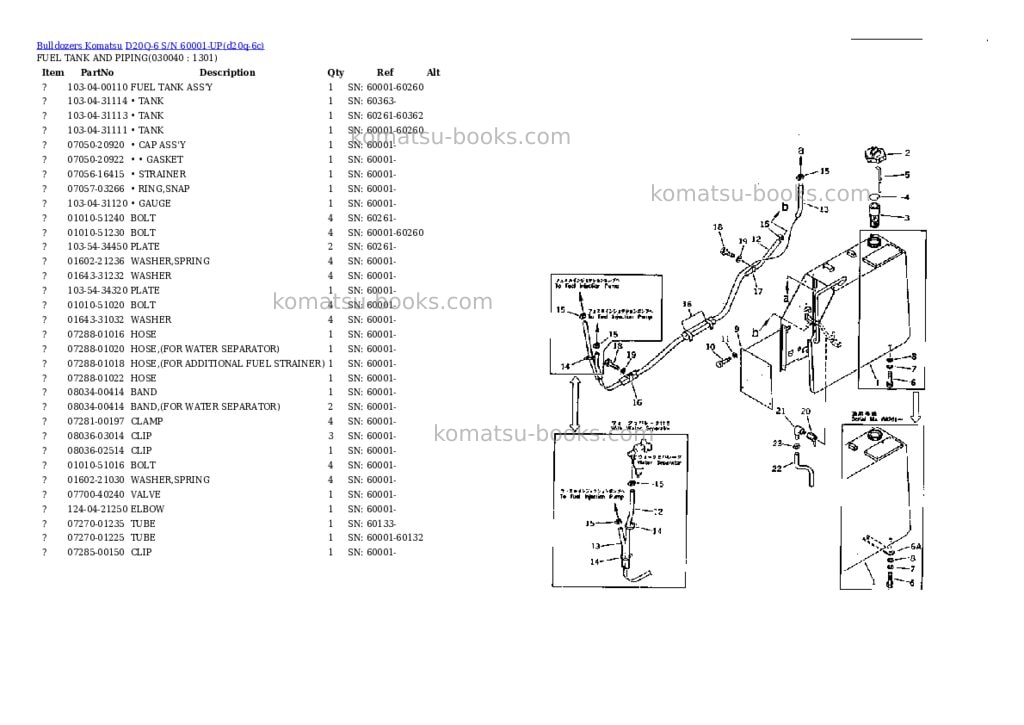 Komatsu D20Q-6 S/N 60001-UP Parts catalog cover Page 3