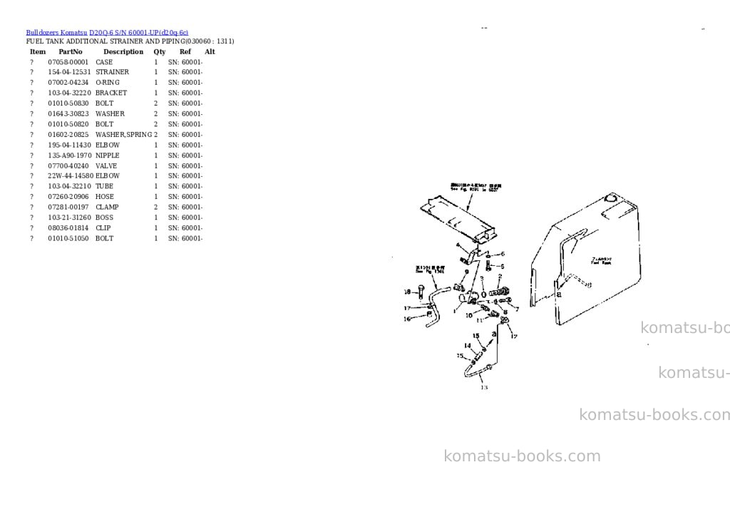 Komatsu D20Q-6 S/N 60001-UP Parts catalog cover Page 5