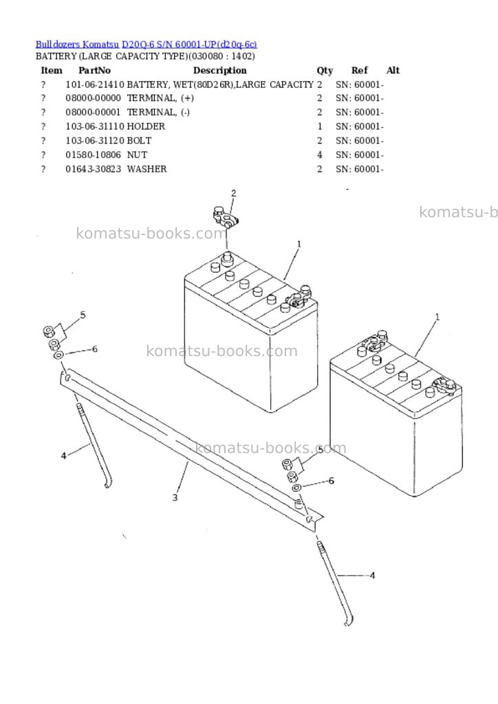 Komatsu D20Q-6 S/N 60001-UP Parts catalog cover Page 7