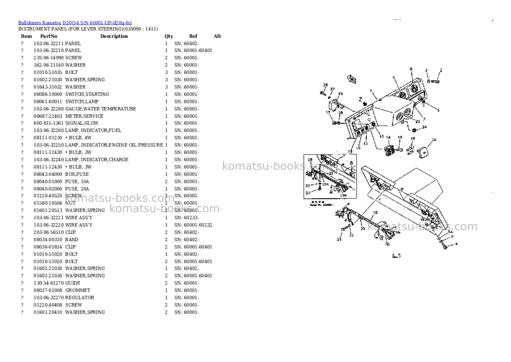 Komatsu D20Q-6 S/N 60001-UP Parts catalog cover Page 8