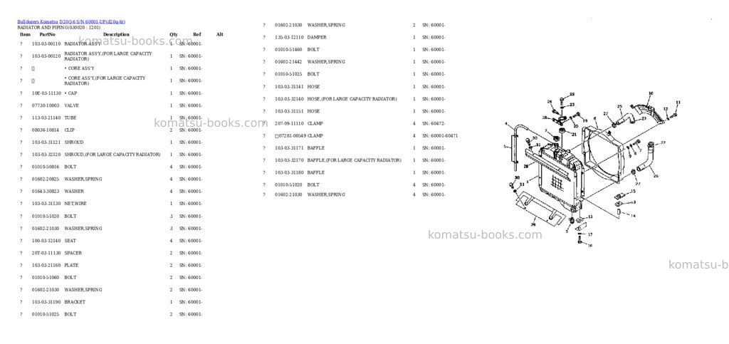 Komatsu d20q-6 s/n 60001-up Parts catalog cover