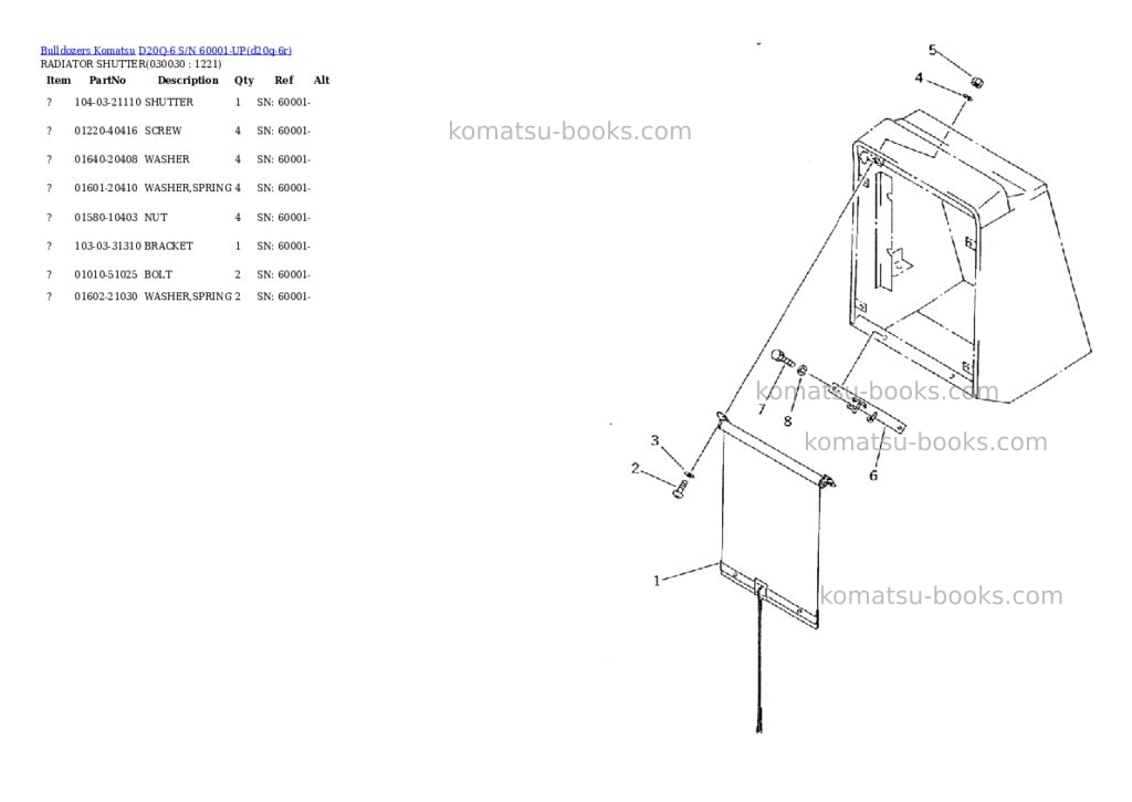 Komatsu d20q-6 s/n 60001-up Parts catalog cover Page 2