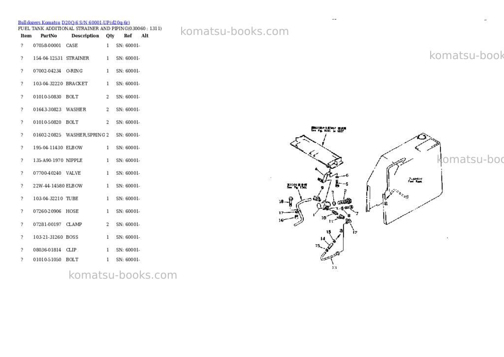 Komatsu d20q-6 s/n 60001-up Parts catalog cover Page 5
