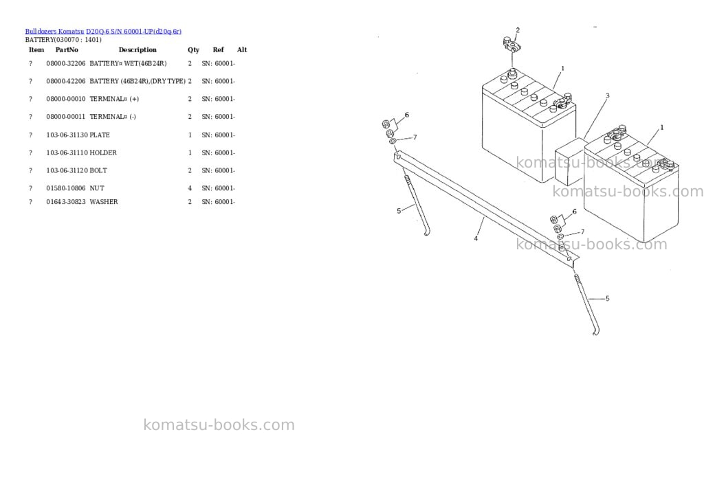 Komatsu d20q-6 s/n 60001-up Parts catalog cover Page 6