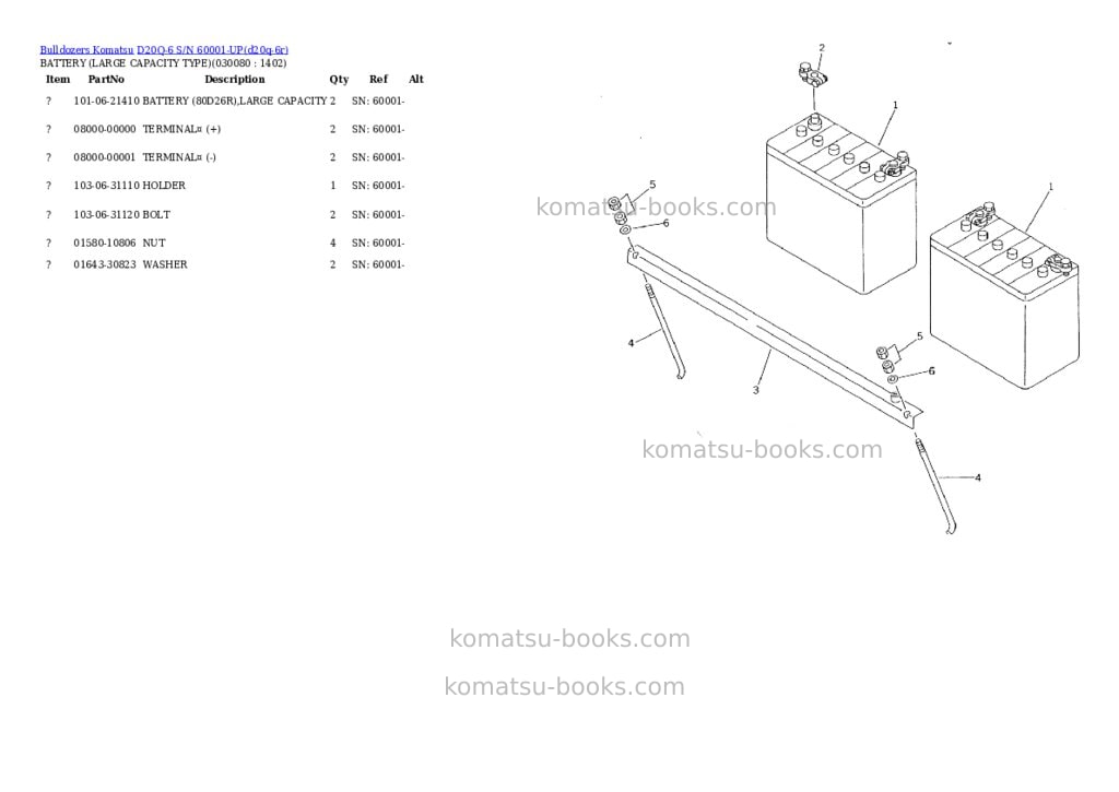 Komatsu d20q-6 s/n 60001-up Parts catalog cover Page 7