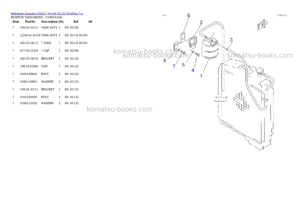 Komatsu d20q-7-m s/n 61132-up Parts catalog cover Page 3 Komatsu d20q-7-m s/n 61132-up Parts catalog cover Page 3