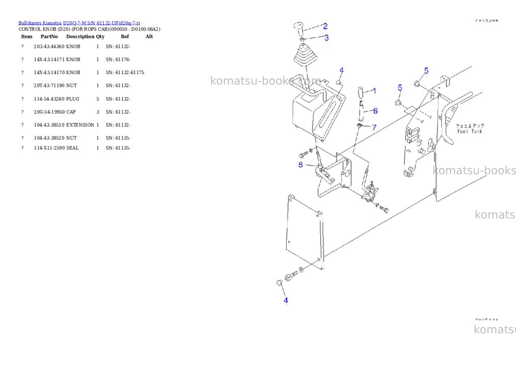 Komatsu d20q-7-m s/n 61132-up Parts catalog cover Page 8 Komatsu d20q-7-m s/n 61132-up Parts catalog cover Page 8