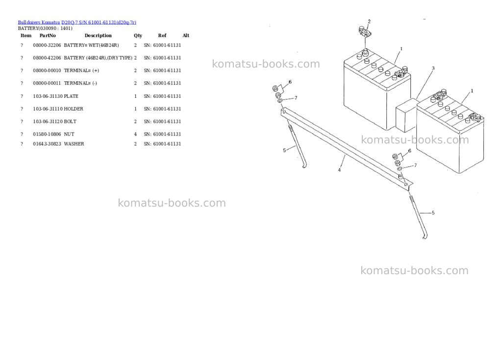 Komatsu d20q-7 s/n 61001-61131 Parts catalog cover Page 6