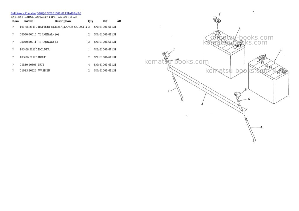 Komatsu d20q-7 s/n 61001-61131 Parts catalog cover Page 7