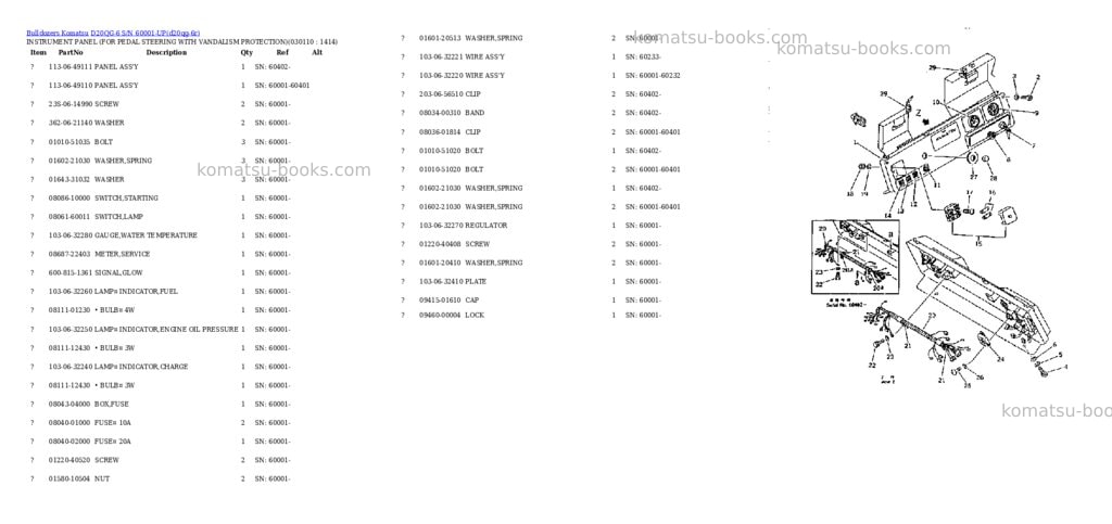 Komatsu d20qg-6 s/n 60001-up Parts catalog cover Page 10 Komatsu d20qg-6 s/n 60001-up Parts catalog cover Page 10