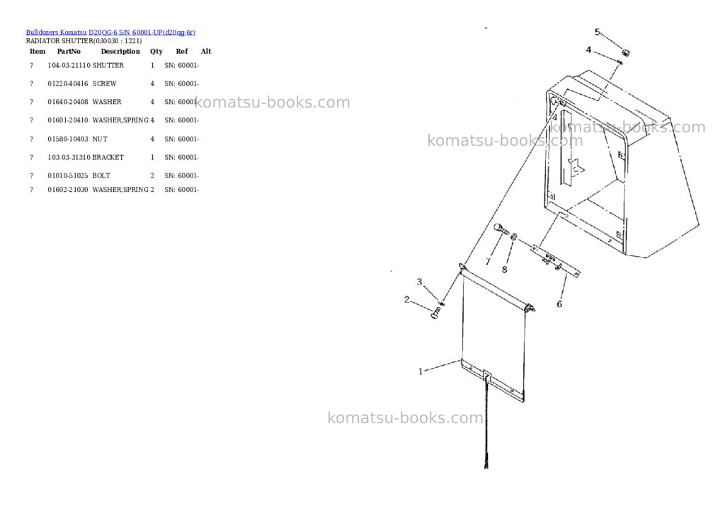 Komatsu d20qg-6 s/n 60001-up Parts catalog cover Page 2 Komatsu d20qg-6 s/n 60001-up Parts catalog cover Page 2