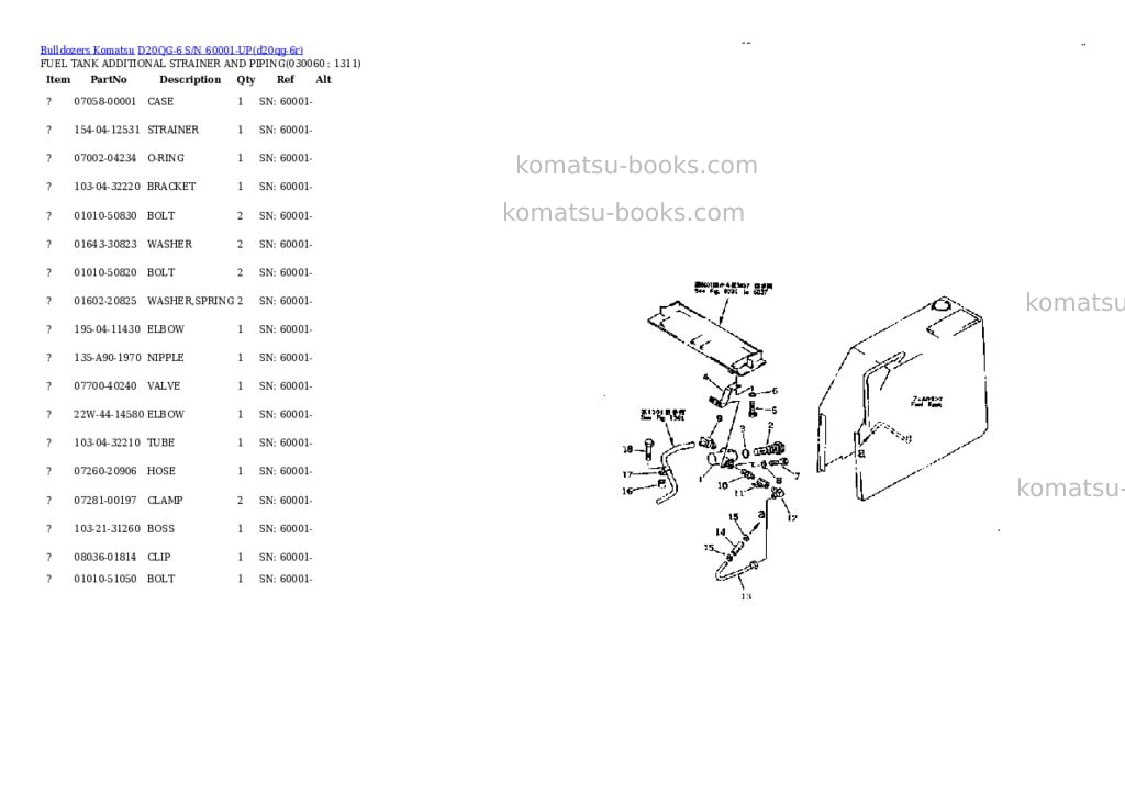 Komatsu d20qg-6 s/n 60001-up Parts catalog cover Page 5 Komatsu d20qg-6 s/n 60001-up Parts catalog cover Page 5