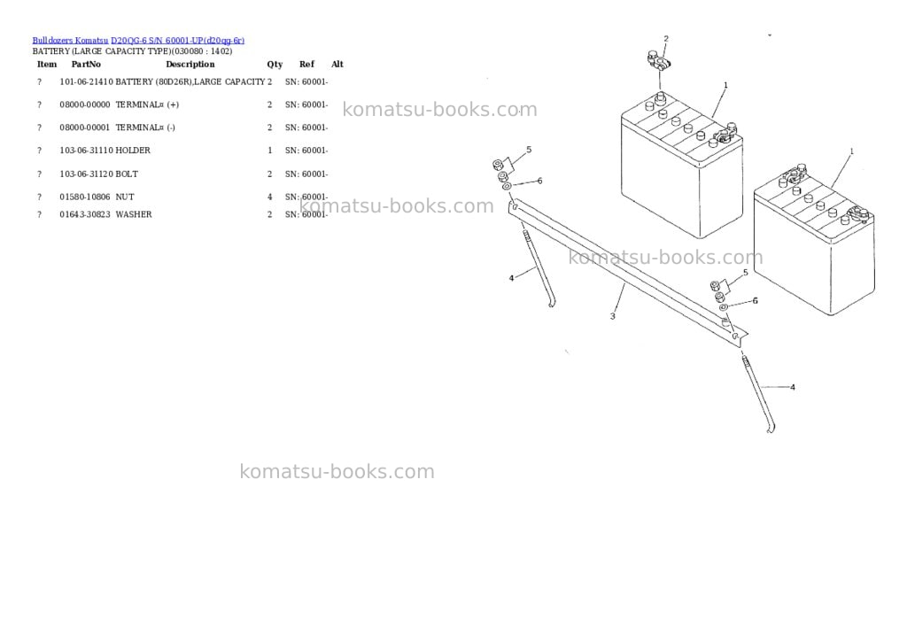 Komatsu d20qg-6 s/n 60001-up Parts catalog cover Page 7 Komatsu d20qg-6 s/n 60001-up Parts catalog cover Page 7