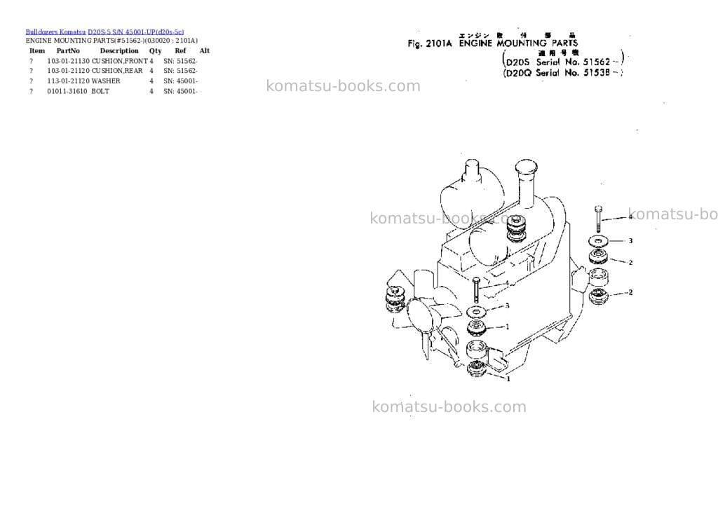 Komatsu d20s-5 s/n 45001-up Parts catalog cover