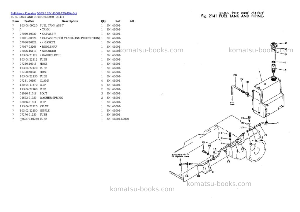 Komatsu d20s-5 s/n 45001-up Parts catalog cover Page 7
