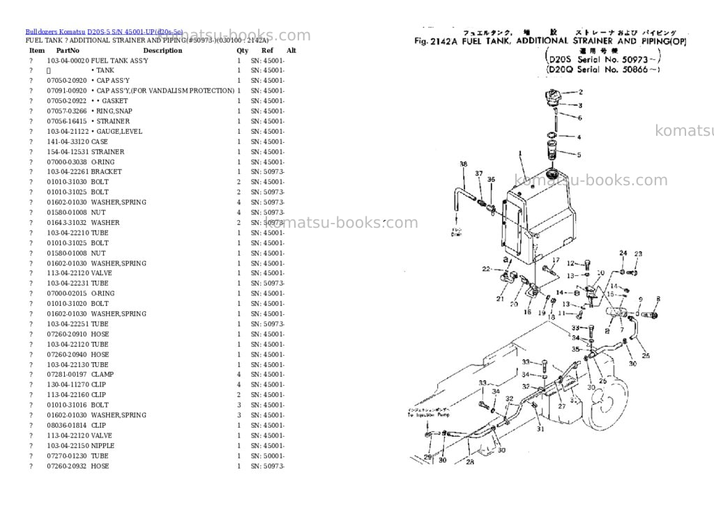 Komatsu d20s-5 s/n 45001-up Parts catalog cover Page 9