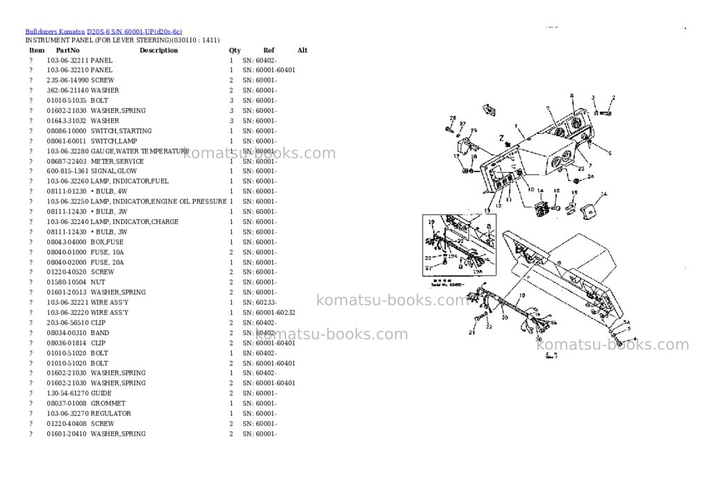 Komatsu d20s-6 s/n 60001-up Parts catalog cover Page 10