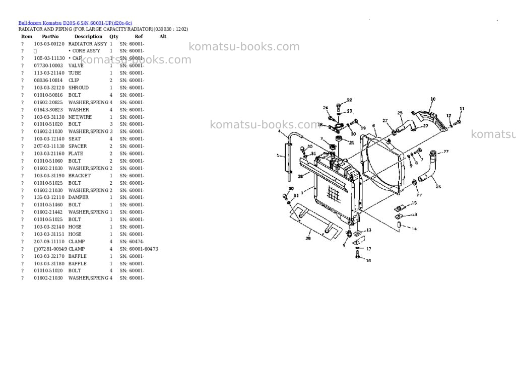Komatsu d20s-6 s/n 60001-up Parts catalog cover Page 2