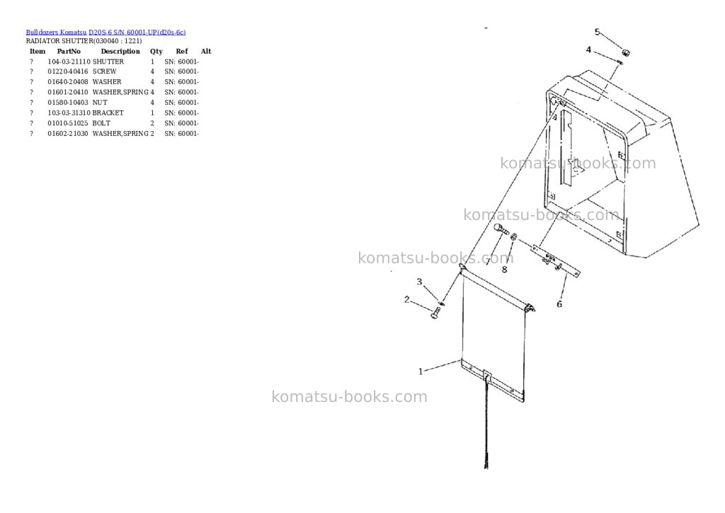 Komatsu d20s-6 s/n 60001-up Parts catalog cover Page 3
