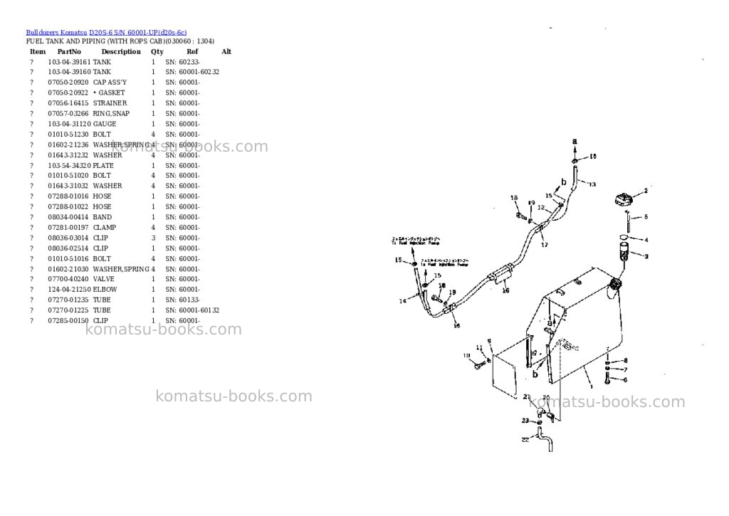Komatsu d20s-6 s/n 60001-up Parts catalog cover Page 5