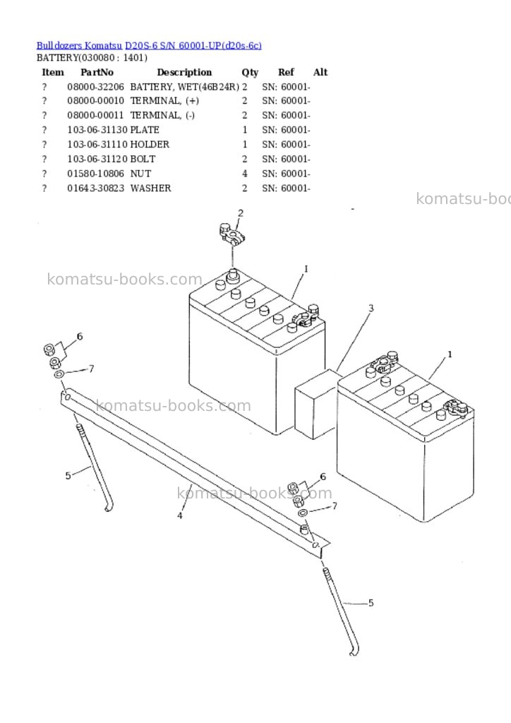 Komatsu d20s-6 s/n 60001-up Parts catalog cover Page 7