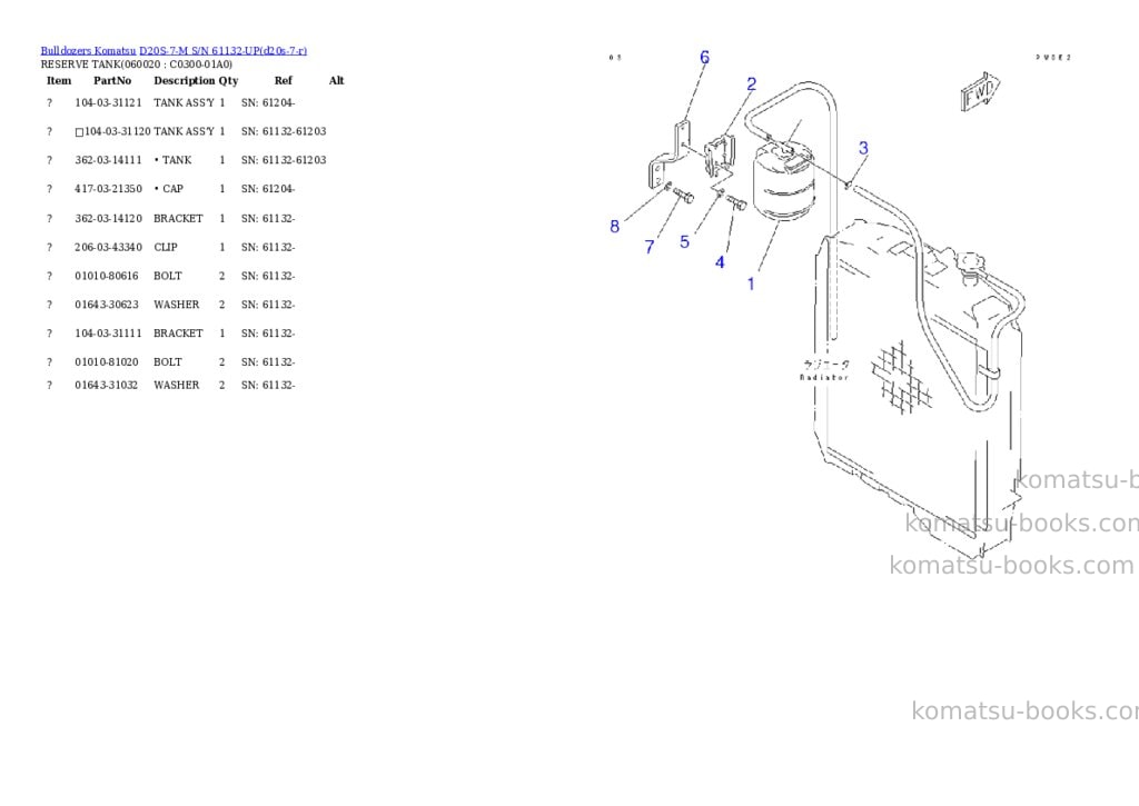 Komatsu d20s-7-m s/n 61132-up Parts catalog cover Page 3