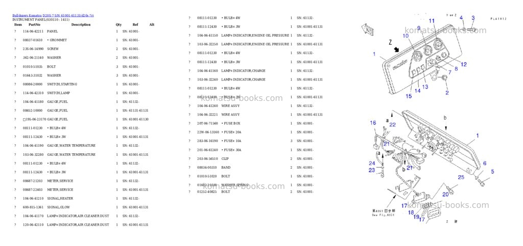 Komatsu d20s-7 s/n 61001-61131 Parts catalog cover Page 10 Komatsu d20s-7 s/n 61001-61131 Parts catalog cover Page 10