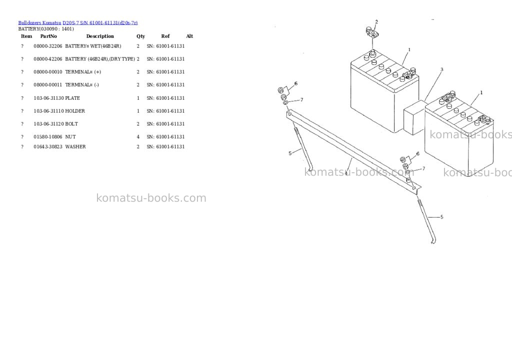 Komatsu d20s-7 s/n 61001-61131 Parts catalog cover Page 8 Komatsu d20s-7 s/n 61001-61131 Parts catalog cover Page 8
