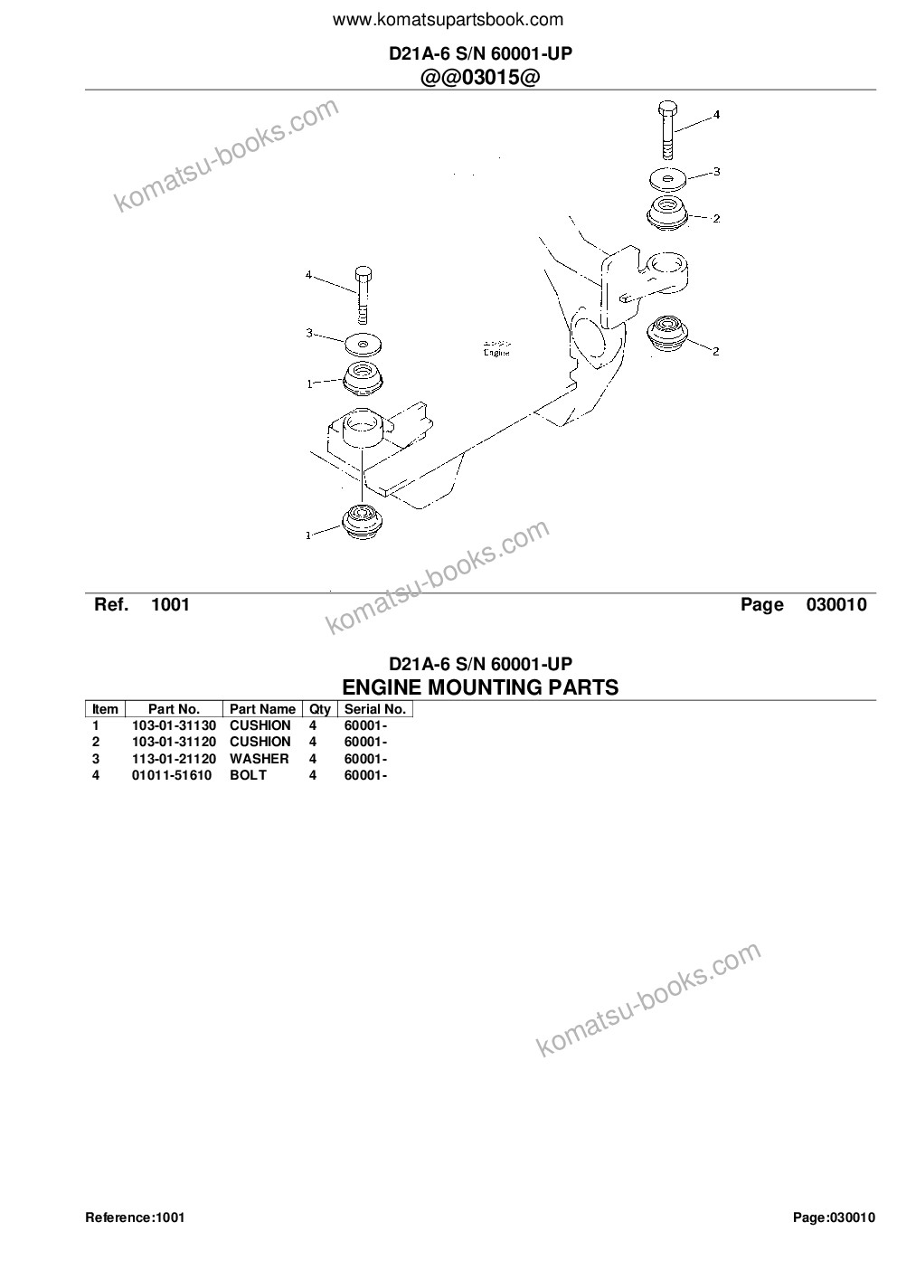 Komatsu d21a-6 s/n 60001-up Parts catalog cover Page 3 Komatsu d21a-6 s/n 60001-up Parts catalog cover Page 3